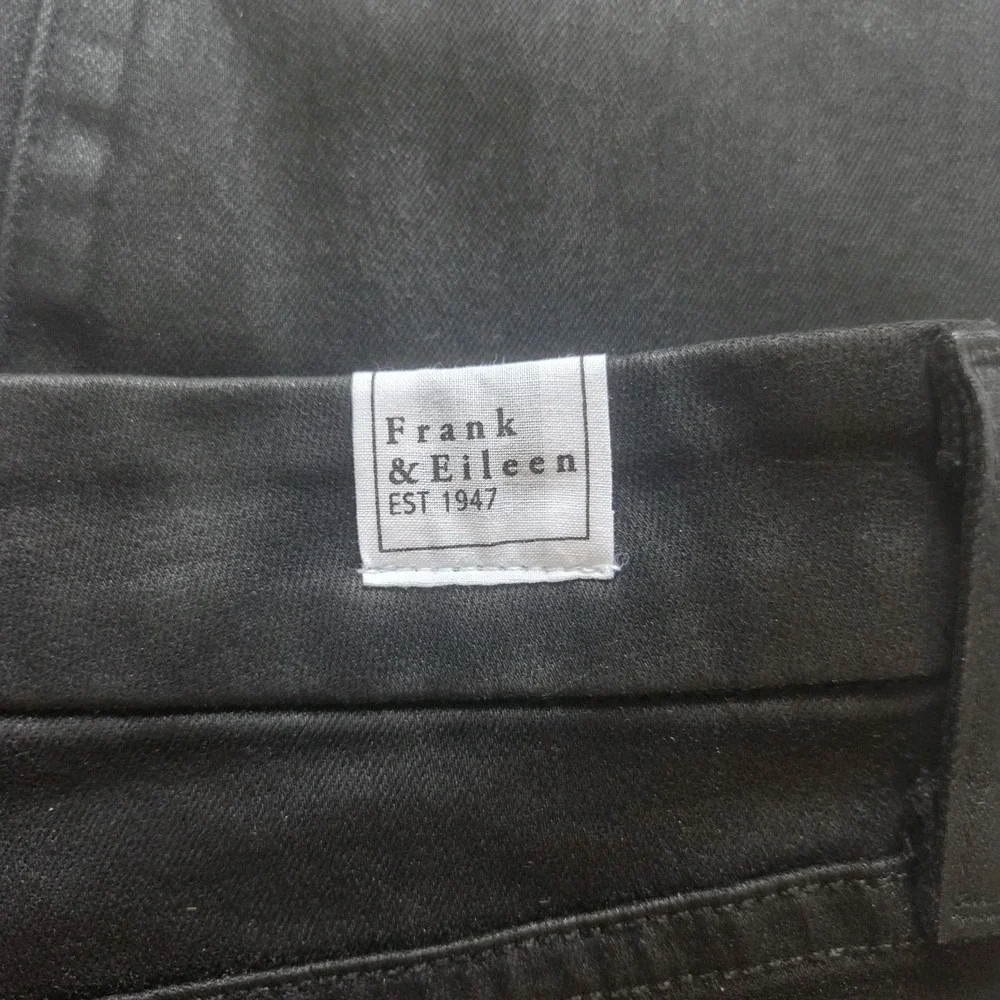 Frank & Eileen Sligo Skinny Black Stretch Italian Waxed Denim Jeans Raw Hem 32